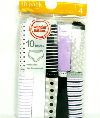 Wonder Nation | Girls Size 4 | Multi Color Briefs Panties Underwear 10 Pack - Image 1 of 4