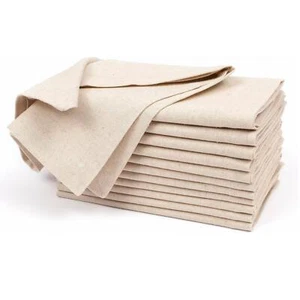 Set of 12 Linen Flax Cotton Dinner Napkins Natural Fabric with Mitered Corners - Picture 1 of 32