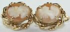 VINTAGE 1950'S CARVED CAMEO CLIP EARRINGS GOLD PLATED