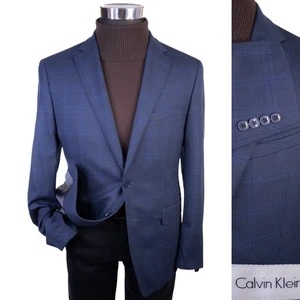 Calvin Klein Herren Zwei Knopf Fensterscheibe Blazer Wolle Sport Mantel Jacke Größe 40 S - Bild 1 von 13