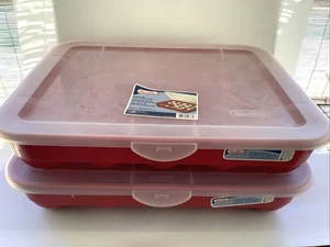 Sterilite Christmas 20-Ornament Storage Container Red Plastic Stackable LOT OF 3 - Picture 1 of 5