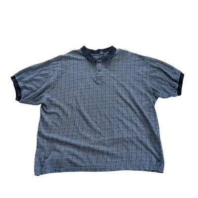 Vintage Trader Bay Oversized Polo Shirt Mens 2XL XXL Gray Check Golf Summer - Image 1 of 4