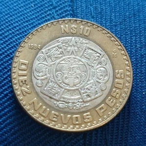 Mexico 1994 N$10 Pesos Silver Center Bimetallic Coin - Picture 1 of 2