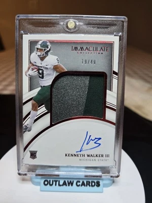 2022 Kenneth Walker III Panini Immaculate Collection Rookie Auto Patch 19/49 - Image 1 of 2