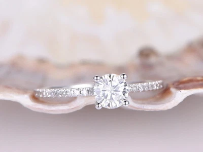 Round Cut 1.20 Ct VVS1 Diamond Lab-Created Engagement Ring 14K White Gold FN - Image 1 of 4