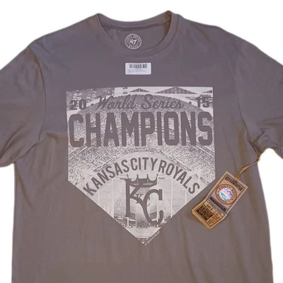 '47 Kansas City Royals World Series Champs Mens Medium T Shirt Gray Short Sleeve - Image 1 of 4