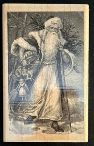 Paper Inspirations Rubber Stamp Father Christmas Vintage Santa with Toys RARE - Picture 1 of 2