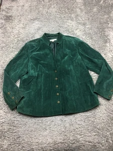 Giacca donna Coldwater Creek pelle scamosciata taglia 1X più bottone verde a pressione - Foto 1 di 17