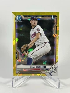 2021 Bowman Draft Sapphire Edition 1st Ryan Cusick #BDC-27 Yellow Refractor /99 - Picture 1 of 2