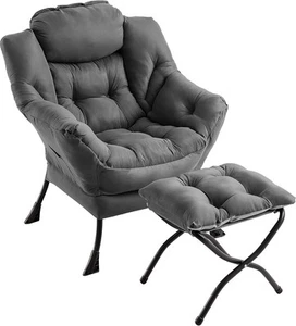 Modern Accent Sofa Chair Lazy Chair Lightweight with Steel Frame and Side Pocket - Picture 1 of 9