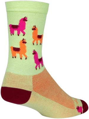 SockGuy Mo' Llamas Crew Socks - 6", Green/Pink/Orange, Large/X-Large - Image 1 of 4