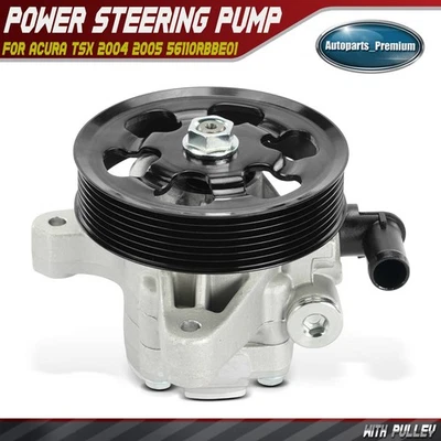 Power Steering Pump with Pulley & Hose Barb for Acura TSX 2004 2005 56110RBBE01 - Image 1 of 4