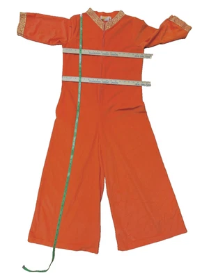 Vtg 60-70'S SEARS WIDE LEG ZIP VELOUR ROMPER LOUNGE WEAR BROCADE RIBBON DISCO - Image 1 of 4