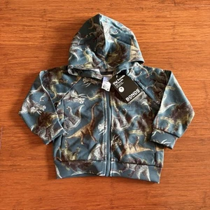 Bonds Digi Sweats Dinosaur Zip Hoodie Jumper Grey Blue BNWT Size 1 - Picture 1 of 2