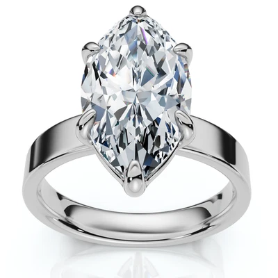 Сертифицированное плоское обручальное кольцо для сигар огранки маркиза 2 карата золото 14 карат выращенное в лаборатории - Изображение 1 из 4