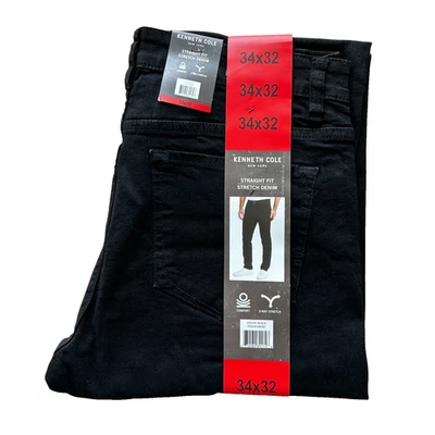 Kenneth Cole Men's Straight Leg Jeans Stretch Denim Black Size 34x32 - Image 1 of 4
