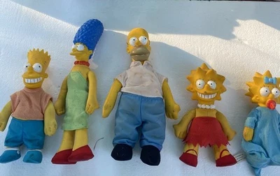 The Simpsons’ Complete Family Plushies Hard Face Dolls 1990; Set Of Five - Image 1 of 4