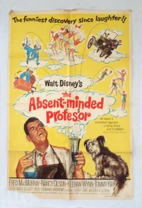Vintage Disney Der abwesende Professor gefaltetes Filmplakat 41" x 27" 1961 - Bild 1 von 22
