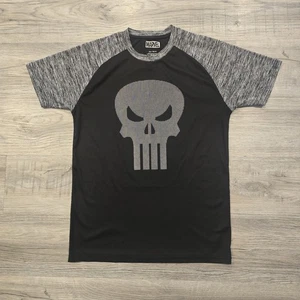 Marvel The Punisher Shirt Herren Medium Schwarz Grau Logo Kurzarm Raglan Crew - Bild 1 von 14