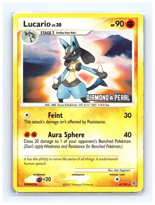 💥 Lucario LV. 30 6/130 Diamond & Pearl Reverse Holo Stamped Pokemon TCG - Image 1 of 2