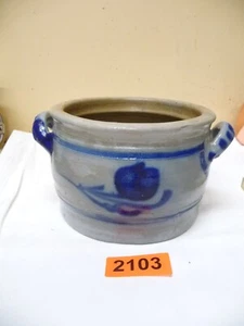 2103. Alter Steingut Topf Deko Schmalztopf old earthenware pot - Bild 1 von 4