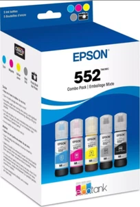 EPSON 552 EcoTank Ink Ultra-high Capacity Bottle 5 Color Combo Pack BK/C/M/Y/GR - Picture 1 of 1
