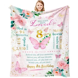 8 Year Old Girl Birthday Gift Blanket 50"X40" 8 Year Old Girls Gift Birthday ... - Picture 1 of 9