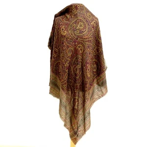 Belvedere 55x53" 100% Wool Paisley Scarf Shawl - Hand-Printed Austria #R49 - Picture 1 of 3