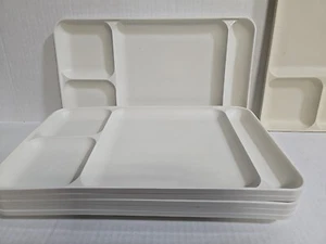 Tupperware Off-white Divided Trays Set Of 6 Lunch TV Dinner Camping 1535 Vintage - Picture 1 of 4