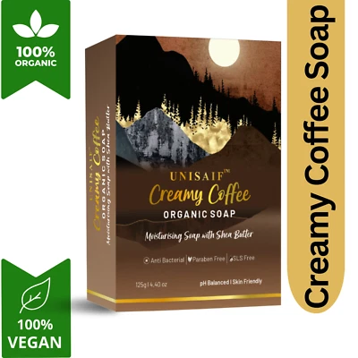 Unisaif Creamy Coffee Organic Body Soap Bar, Moisturizing Soap With Shea Butter - Image 1 of 4