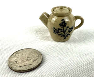 IGMA Artisan Jane Graber Miniature Stoneware Teapot 1998 Floral Decor, Free Ship - Picture 1 of 10