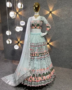 Party Wear Indian Lengha New Wedding Bollywood Pakistani Designer Lehenga Choli - Picture 1 of 7