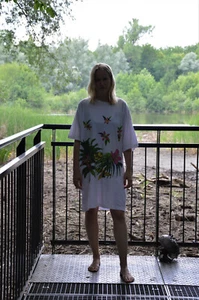 Oversized Shirt Kleid Blumen Sommer 90er True Vintage 90s dress flower plants - Bild 1 von 9