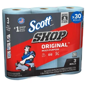 Scott Blue Shop Towel Cleaning Wipes Bundle of 3 Roll Free and same day shipping - Picture 1 of 2