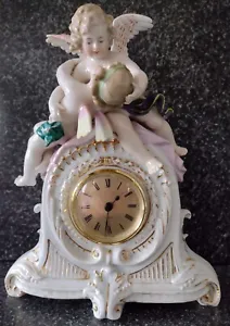 Vintage Mantle Clock Victorian Style Cherub Porcelain  - Picture 1 of 15