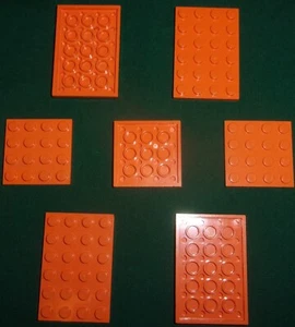 7 orange Lego Platten, 3x 4x4 #3031, 4x 4x6 #3032 - Bild 1 von 1
