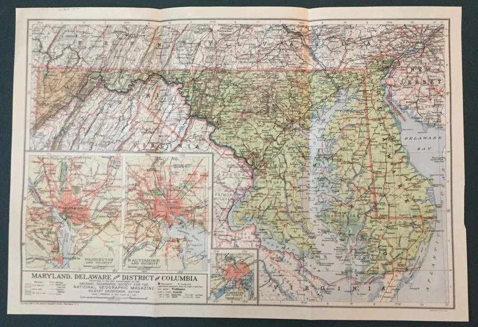 Map Maryland, Delaware and District of Columbia 1925 - Image 1 of 1