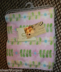 BEANSPROUT BLANKET BABY FLEECE FLOWERS PINK GREEN GIRL ALL PURPOSE SOFT SWADDLE - Picture 1 of 3