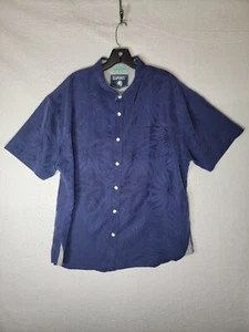 SeaPointe Mens Short Sleeves Blue Tropical Tech Woven Shirt XL - Picture 1 of 9