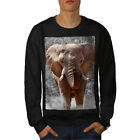 Wellcoda Elephant Wild Art Animal Mens Sweatshirt, Huge Casual Pullover Jumper