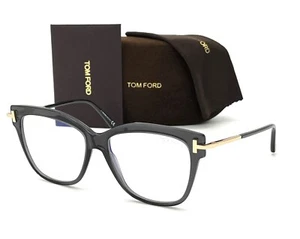 Tom Ford FT5704 020 Transparent Gray / Blue Block 54mm Eyeglasses - Picture 1 of 4