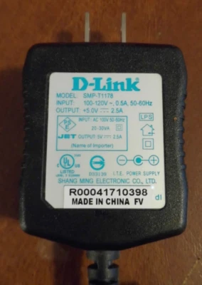D-Link 5V 2A D-Link  Power Supply Adapter DLink 5.0 Volt R00041710398 - Image 1 of 2