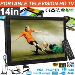 14" Digital Television Car Portable HD TV 1080P TFT LED HDMI 12V Player MP4 MP3 - Picture 1 of 12