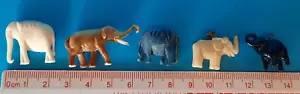 Vintage Miniature Elephant Charms & Figurines( 5 )Glass Ivory Resin Plastic - Picture 1 of 10