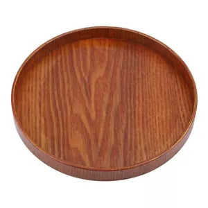 Großes rundes Holz Serviertablett Holzteller Tee Essen Servieren Geschirr Vintage Café - Bild 1 von 7