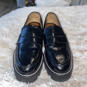Franco Sarto Black Patent Penny Loafers Size 5M Great Condition - Picture 1 of 6
