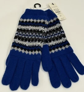 NEW Talbots - Blue Multicolor Nylon/Lambswool Mittens w/Tags (Retail $29.50) - Picture 1 of 6