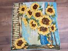 Vintage Ralph Lauren Silk Sunflower Scarf Made In Japan 34”x35”