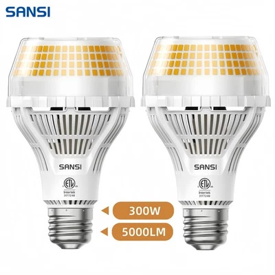 2 Pack Upgraded LED Light Bulbs 5000lm 3000K Warm 30W=300W Non-Dimmable COC A21 - Image 1 of 4