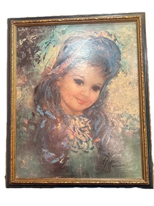 Stampa vintage incorniciata su tavola ritratti bambina Maxine Sunderman Runci L/22” - Foto 1 di 16